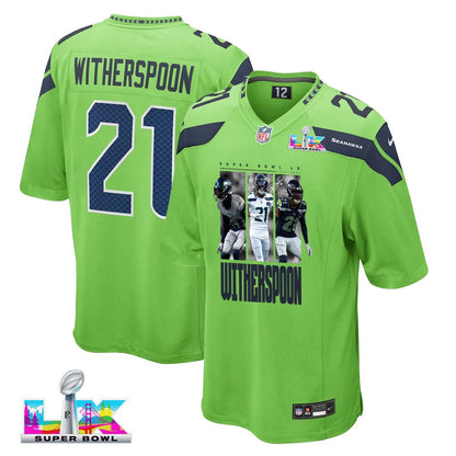 Devon Witherspoon 21 Seattle Seahawks Super Bowl LX Breakaway Speed Jersey – Green
