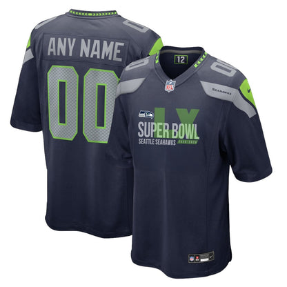 Seattle Seahawks 25-26 Champions Super Bowl LX Custom Team Game Jersey - College Navy