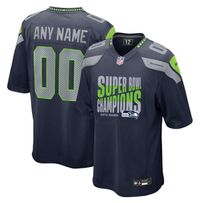 Seattle Seahawks Super Bowl LX Champions Custom Team Game Jersey - College Navy