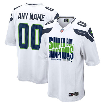 Seattle Seahawks Super Bowl LX Champions Custom Game Jersey - White