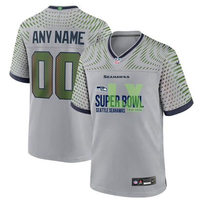 Seattle Seahawks 25-26 Champions Super Bowl LX Custom Rivalries Collection Game Jersey - Gray