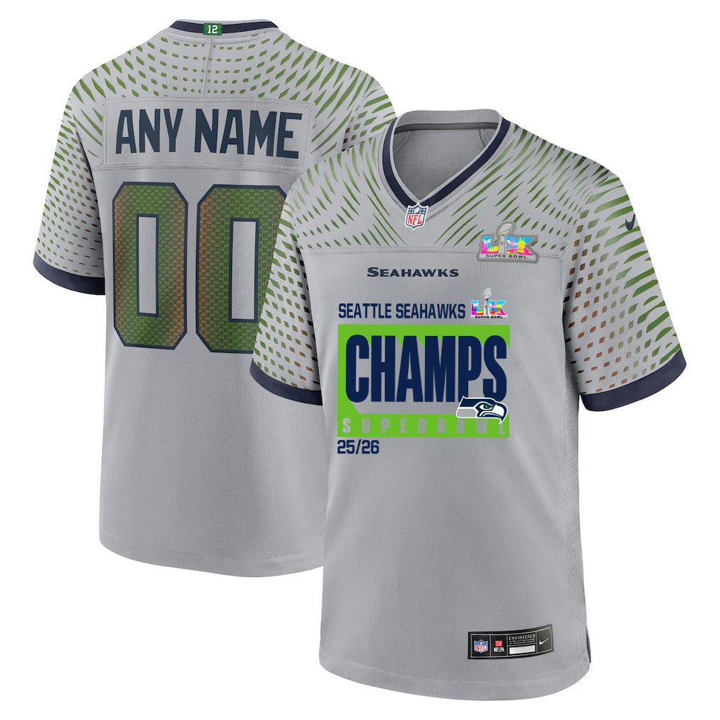 Seattle Seahawks Super Bowl 25/26 Champions LX Custom Rivalries Collection Game Jersey - Gray
