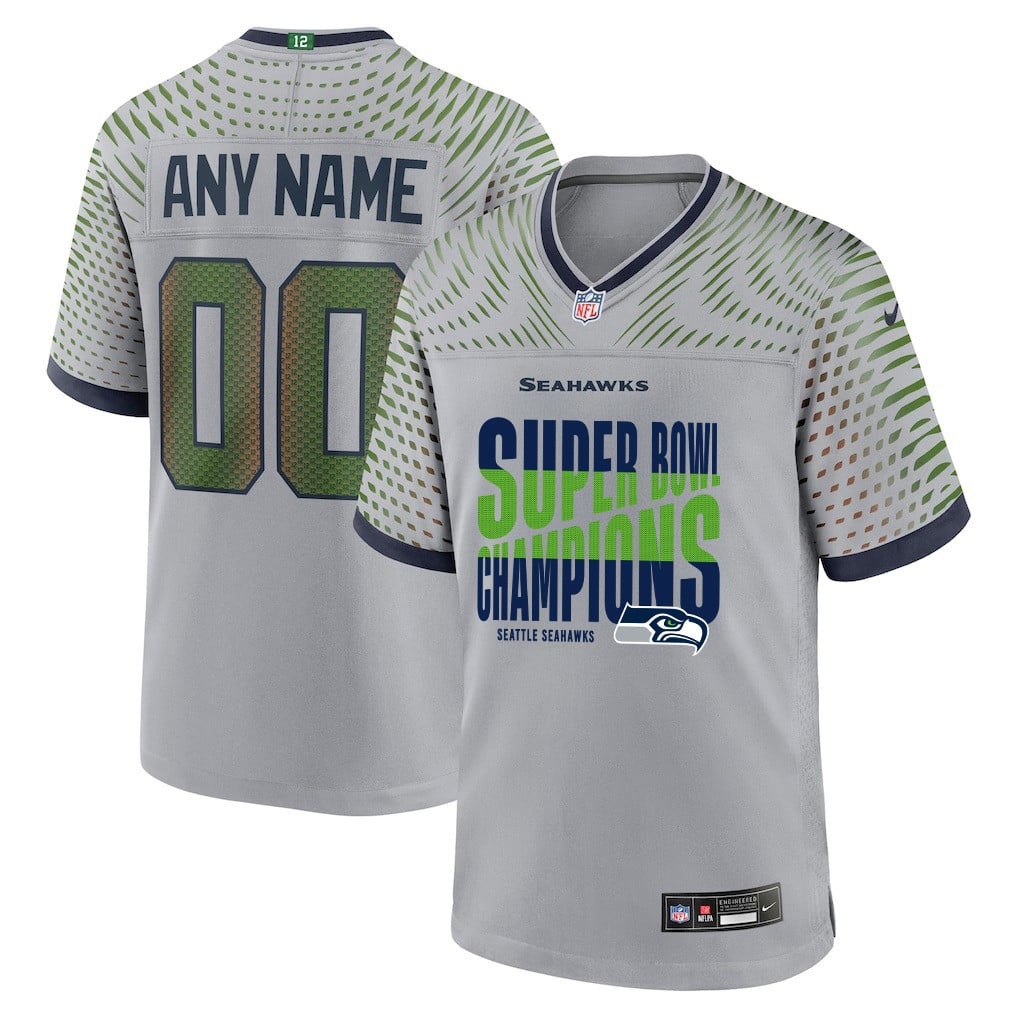 Seattle Seahawks Super Bowl LX Champions Custom Rivalries Collection Game Jersey - Gray