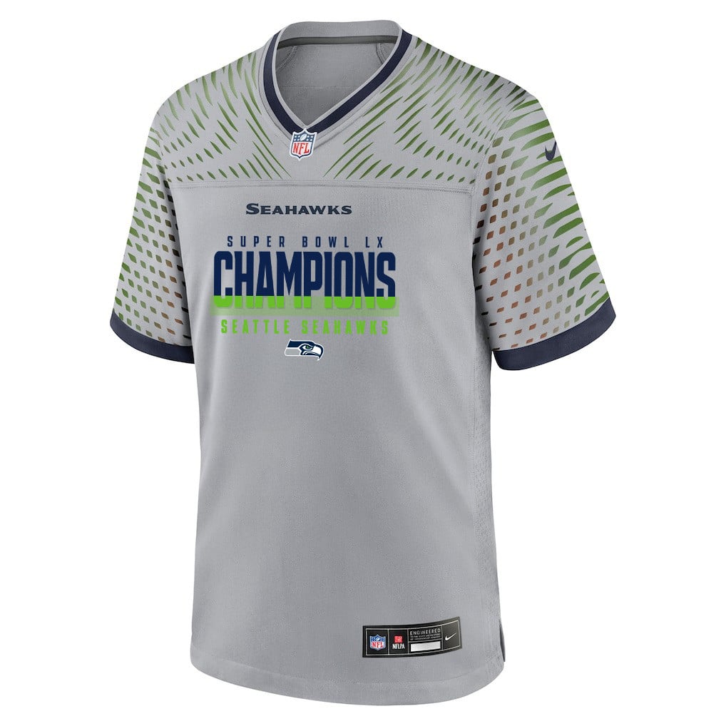 Seattle Seahawks Super Bowl LX Champions Gray Rivalries Collection Game Jersey - Custom Name & Number