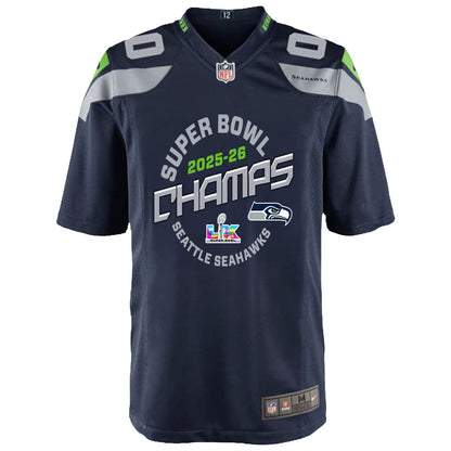 Seattle Seahawks Champions 2025-26 Super Bowl LX Custom Team Game YOUTH Jersey - College Navy