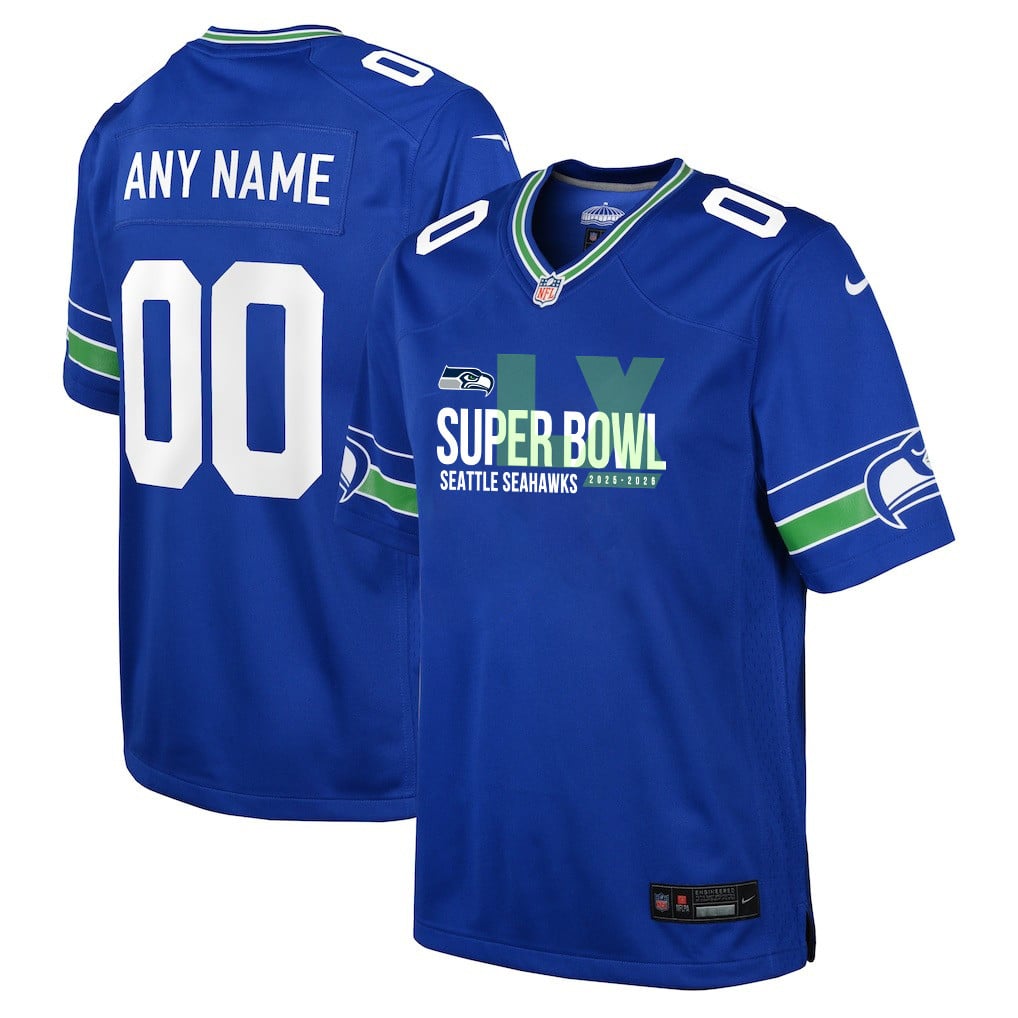 Seattle Seahawks 25-26 Champions Super Bowl LX Custom Alternate Game YOUTH Jersey - Royal