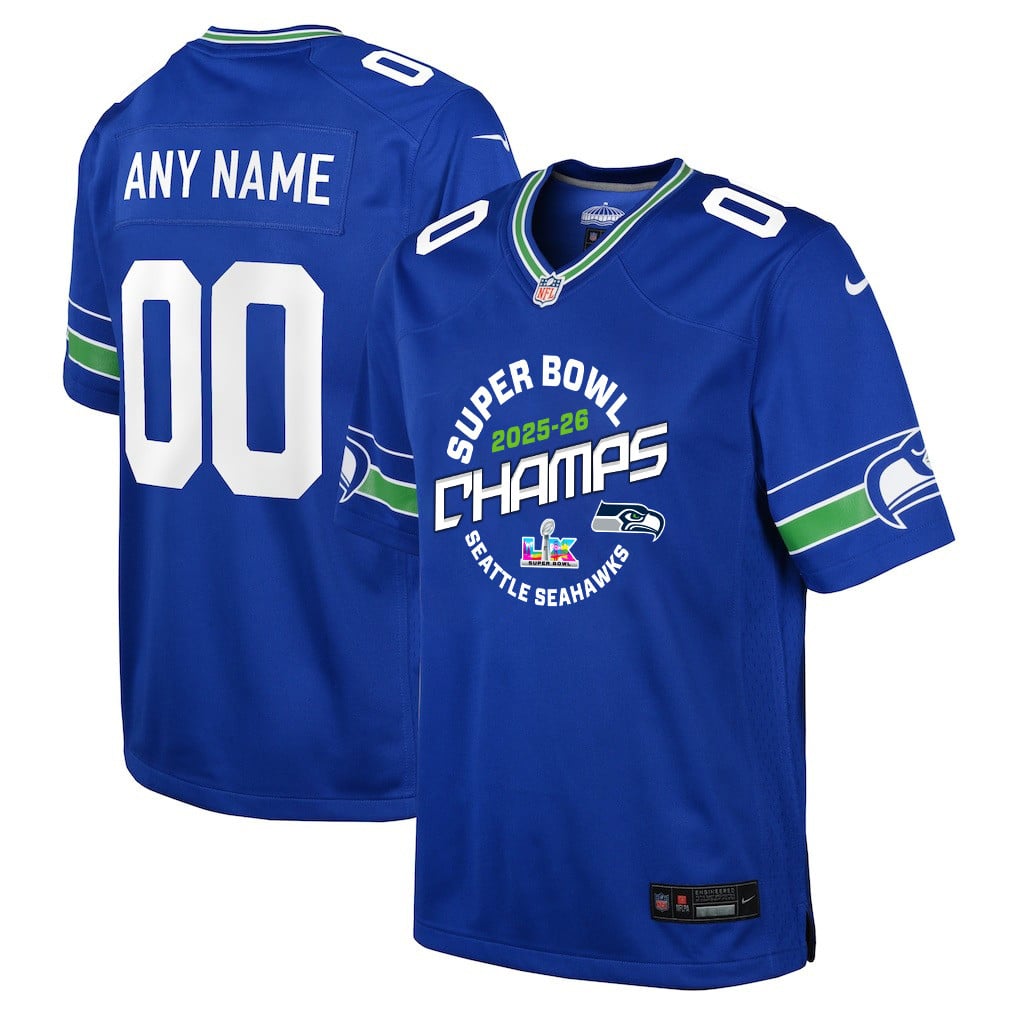 Seattle Seahawks Champions 2025-26 Super Bowl LX Custom Alternate Game YOUTH Jersey - Royal