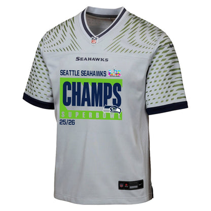 Seattle Seahawks Super Bowl 25/26 Champions LX Custom Rivalries Collection Game YOUTH Jersey - Gray