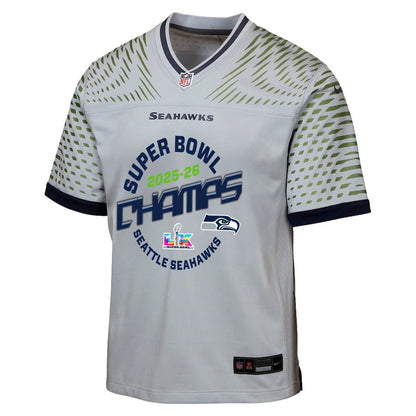 Seattle Seahawks Champions 2025-26 Super Bowl LX Custom Rivalries Collection Game YOUTH Jersey - Gray