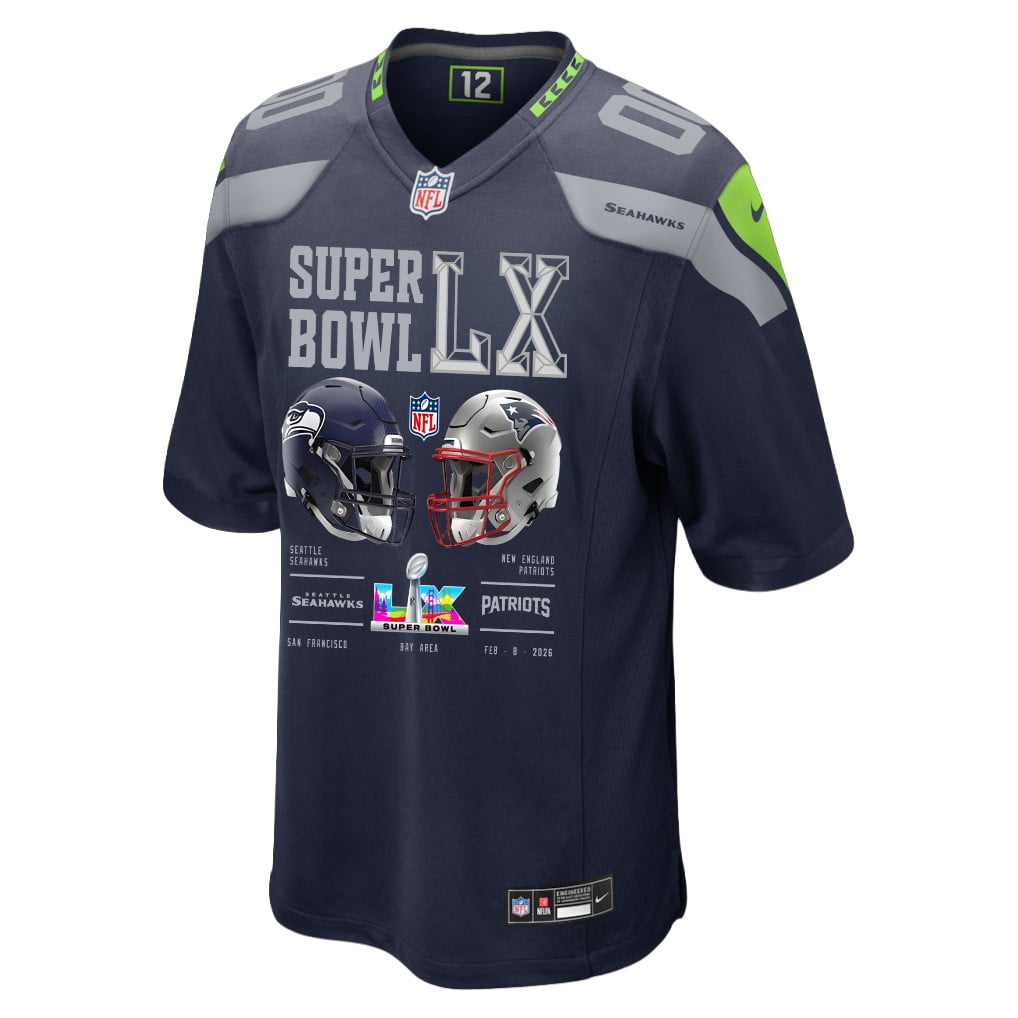 Seattle Seahawks Super Bowl LX Champions Going Head-To-Head Custom Team Game Jersey - College Navy