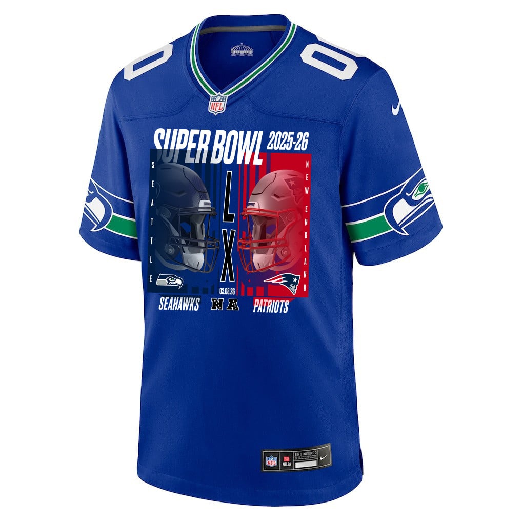 Seattle Seahawks Super Bowl LX Champions Confronting The Opponent Custom Alternate Game Jersey - Royal
