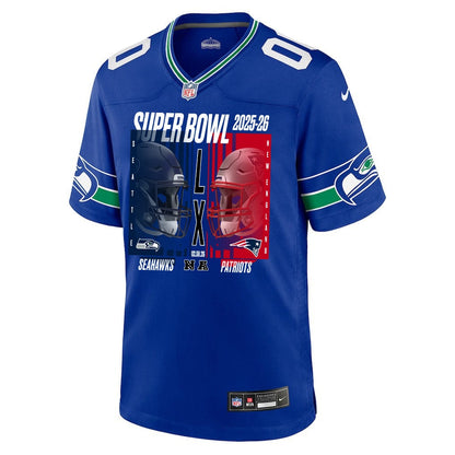 Seattle Seahawks Super Bowl LX Champions Confronting The Opponent Custom Alternate Game Jersey - Royal