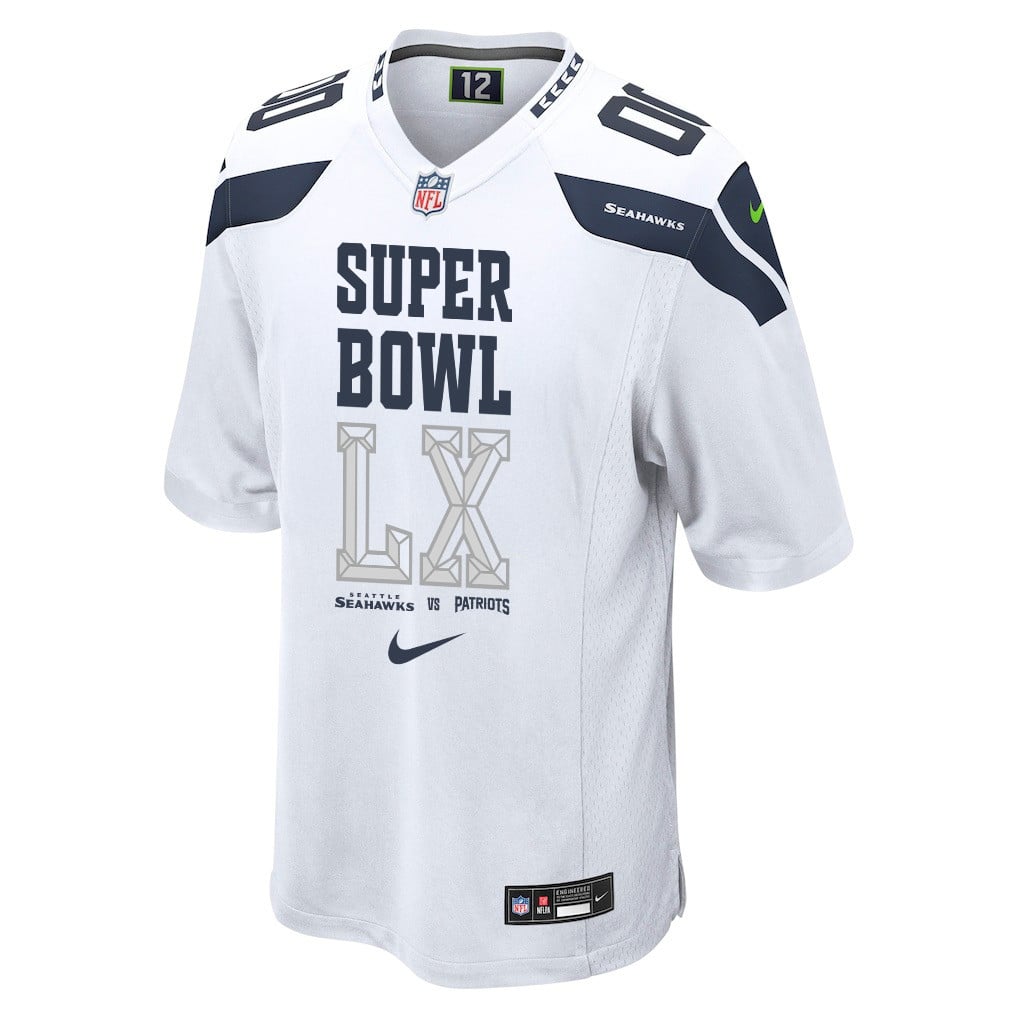 Seattle Seahawks Champions Super Bowl LX Personalized Game Jersey - White Edition