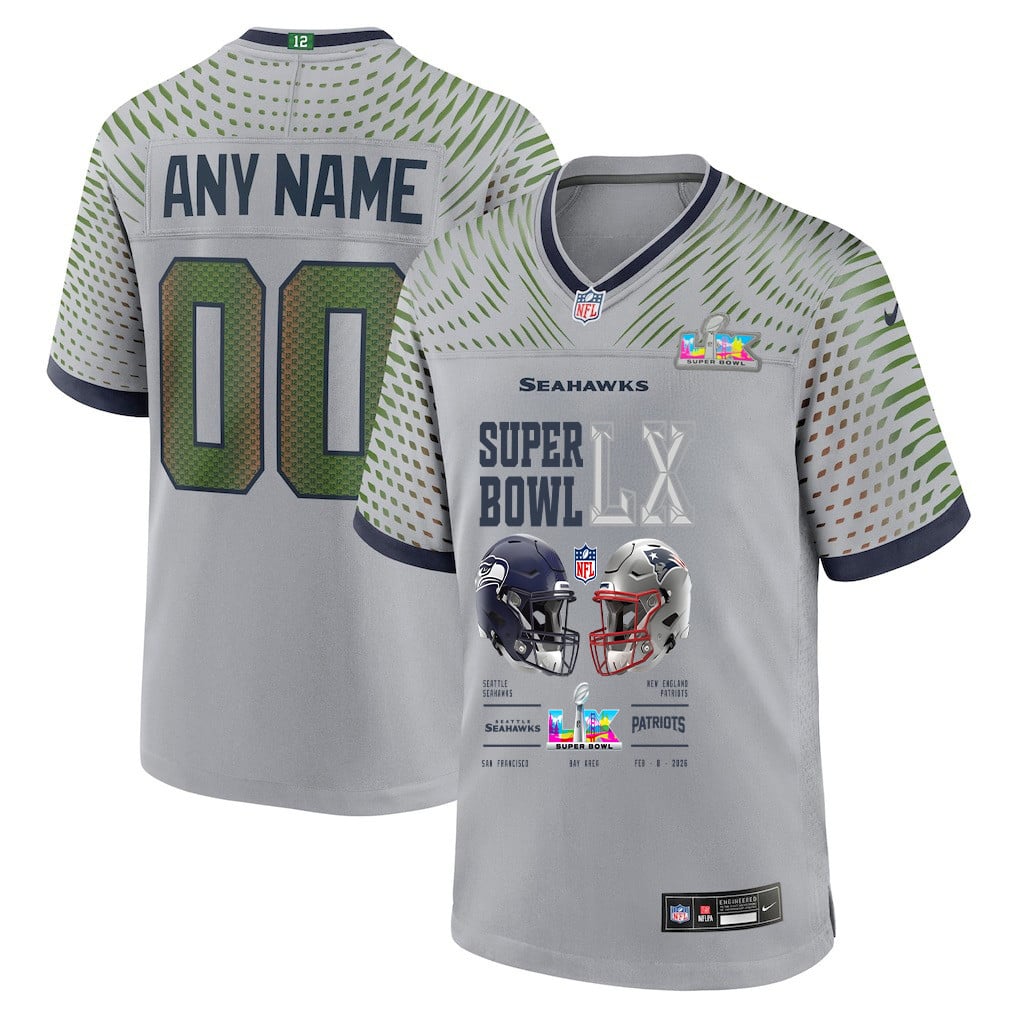 Seattle Seahawks Super Bowl LX Champions Going Head-To-Head Custom Rivalries Collection Game Jersey - Gray