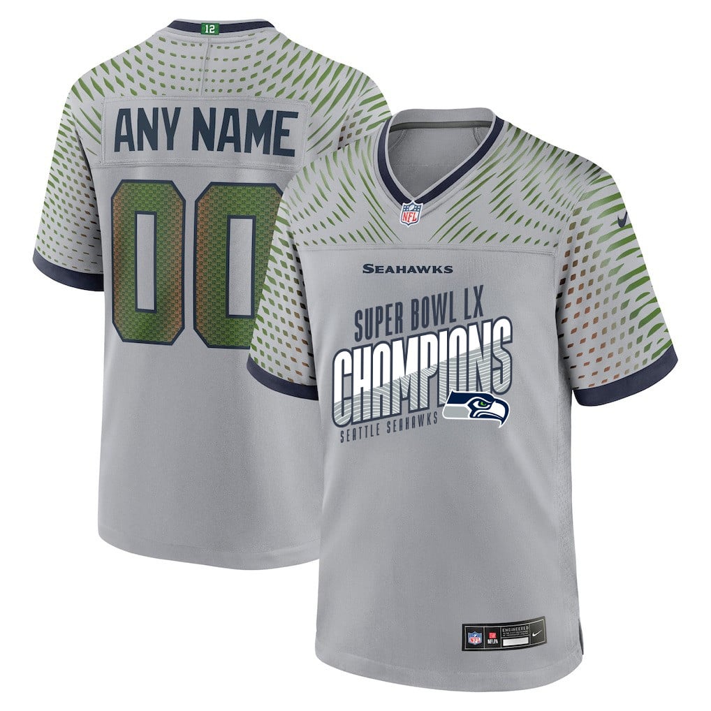 Seattle Seahawks Super Bowl LX Champions For Fan Edition Custom Rivalries Collection Game Jersey - Gray