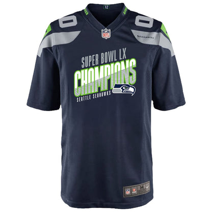 Seattle Seahawks Super Bowl LX Champions For Fan Edition Custom Team Game YOUTH Jersey - College Navy