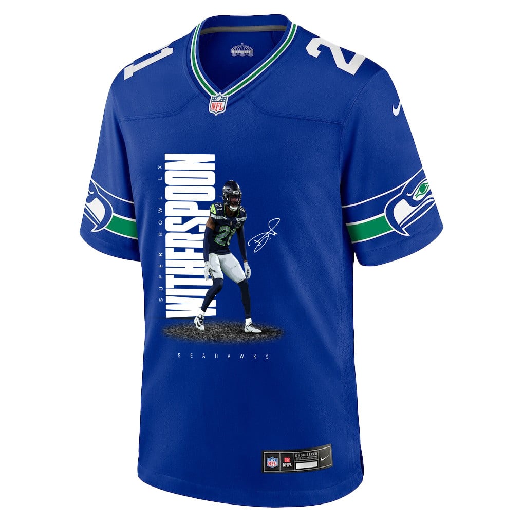 Devon Witherspoon 21 Seattle Seahawks Super Bowl LX Explosive Playmaker Jersey – Royal Blue