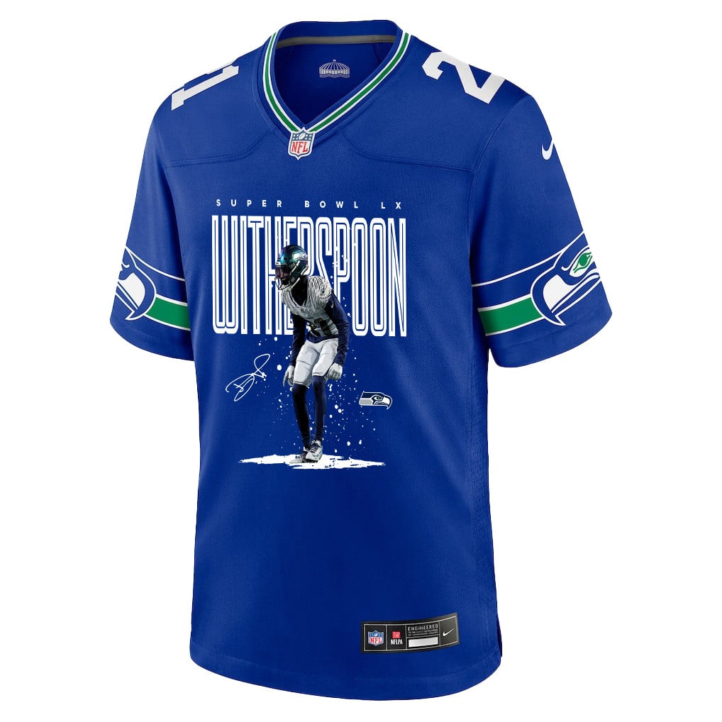 Devon Witherspoon 21 Seattle Seahawks Super Bowl LX Rising Star Jersey – Royal Blue