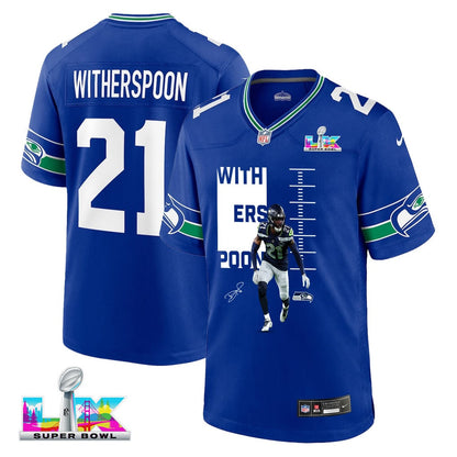 Devon Witherspoon 21 Seattle Seahawks Super Bowl LX Power & Precision Jersey – Royal Blue