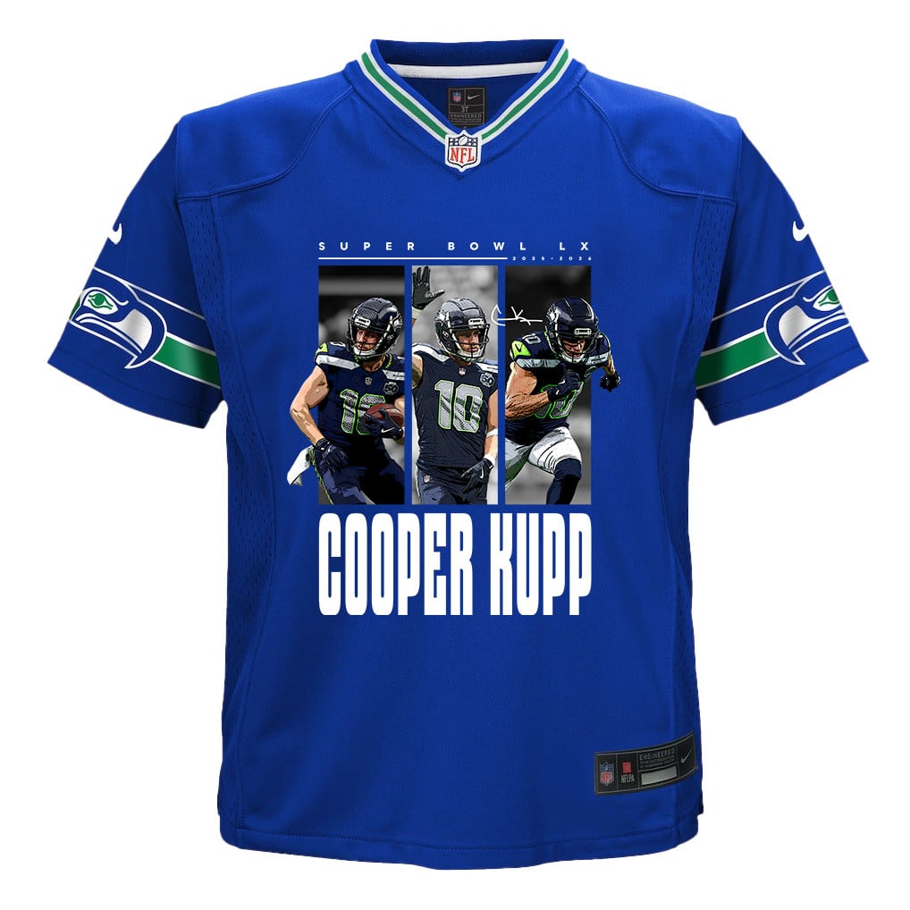 Cooper Kupp 10 Seattle Seahawks Super Bowl LX Championship-Ready YOUTH Game Jersey– Royal Blue