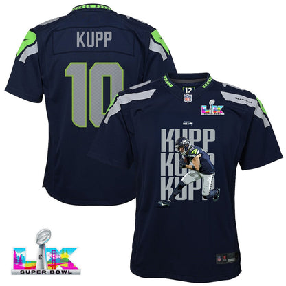 Cooper Kupp 10 Seattle Seahawks Super Bowl LX Offensive Powerhouse YOUTH Game Jersey– Navy