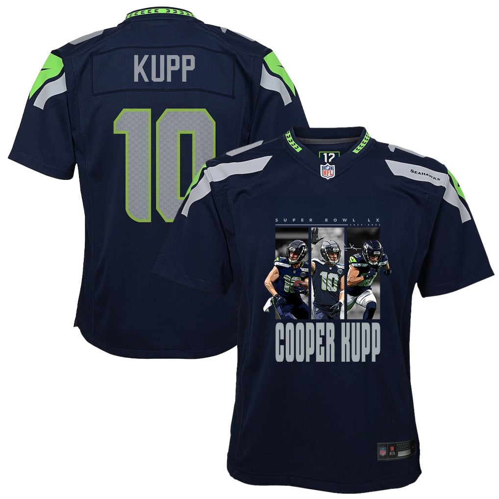 Cooper Kupp 10 Seattle Seahawks Super Bowl LX Championship-Ready YOUTH Game Jersey– Navy