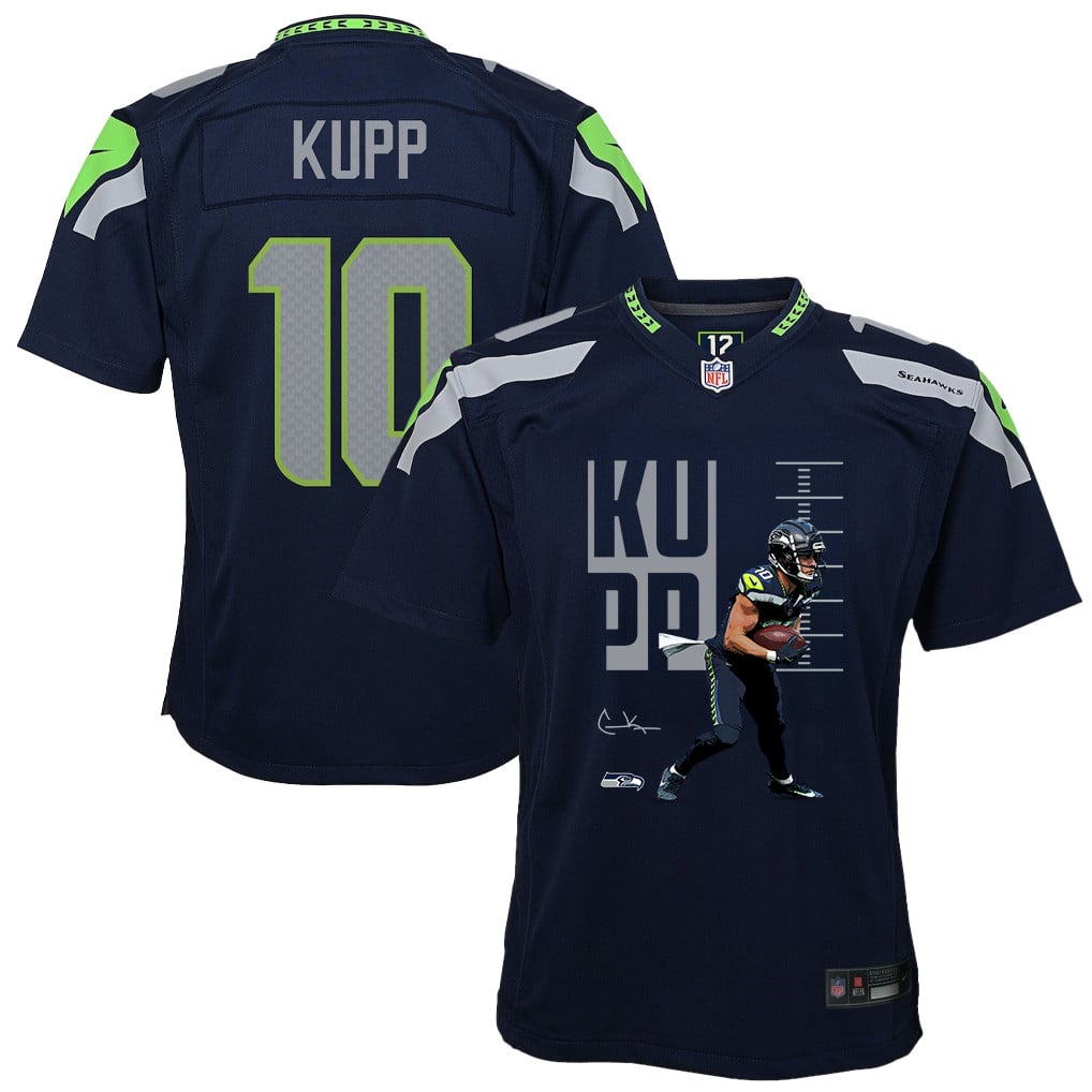 Cooper Kupp 10 Seattle Seahawks Super Bowl LX Game-Breaking Star YOUTH Game Jersey– Navy