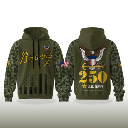 Atlanta Braves U.S. Navy 250th Birthday Celebration Pullover Hoodie