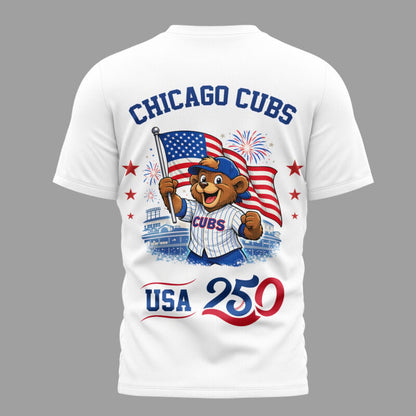 Chicago Cubs x 250 Years Of America Premium All Over Printed T-shirt - White