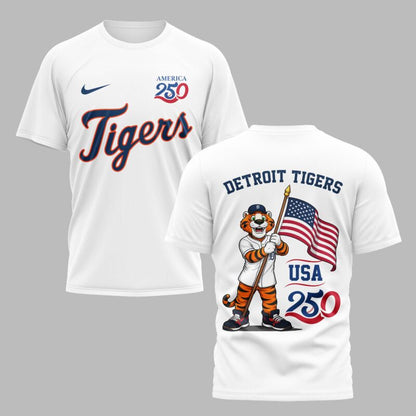 Detroit Tigers x 250 Years Of America Premium All Over Printed T-shirt - White