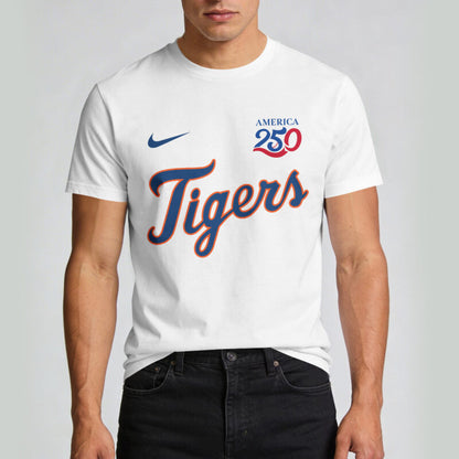 Detroit Tigers x 250 Years Of America Premium All Over Printed T-shirt - White