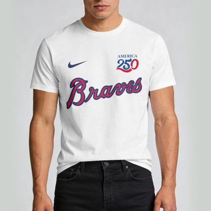 Atlanta Braves x 250 Years Of America Premium All Over Printed T-shirt - White