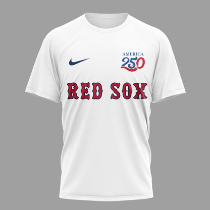 Boston Red Sox x 250 Years Of America Premium All Over Printed T-shirt - White