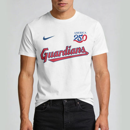 Cleveland Guardians x 250 Years Of America Premium All Over Printed T-shirt - White
