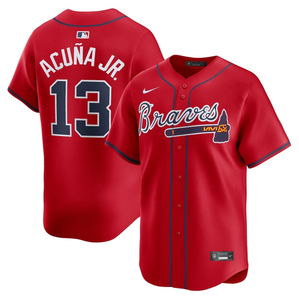 Ronald Acuña Jr. 13 Atlanta Braves Alternate Limited Player Men Jersey – Red