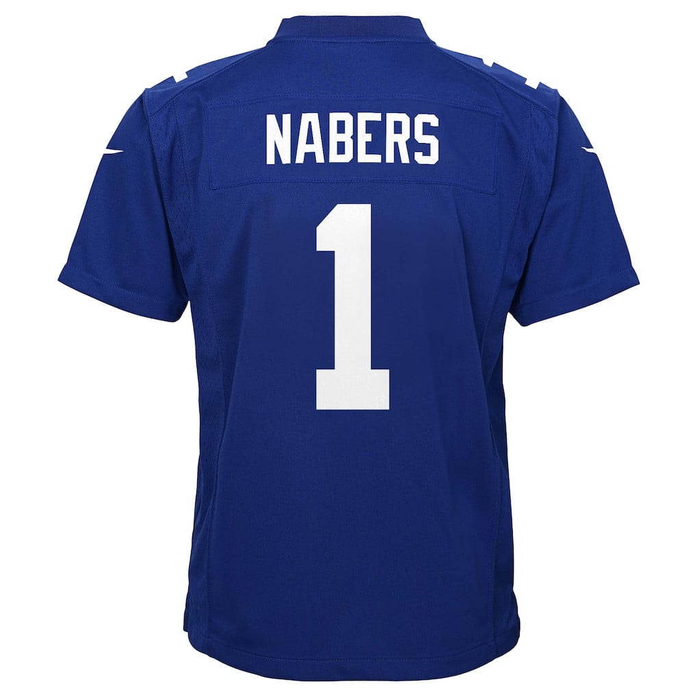Malik Nabers 1 New York Giants Game YOUTH Jersey - Royal
