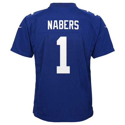 Malik Nabers 1 New York Giants Game YOUTH Jersey - Royal