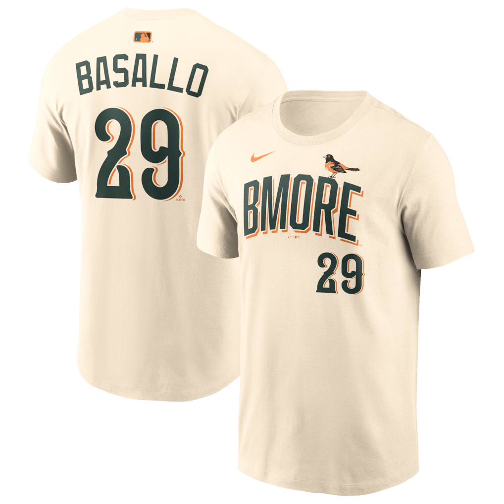 Samuel Basallo 29 Baltimore Orioles Men's 2026 City Connect T-Shirt - Cream