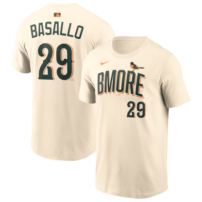 Samuel Basallo 29 Baltimore Orioles Men's 2026 City Connect T-Shirt - Cream