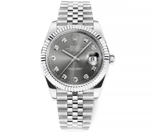 Rhodium Gray & Diamond 41MM Watch