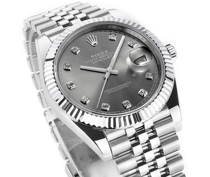 Rhodium Gray & Diamond 41MM Watch