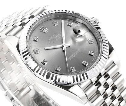 Rhodium Gray & Diamond 41MM Watch