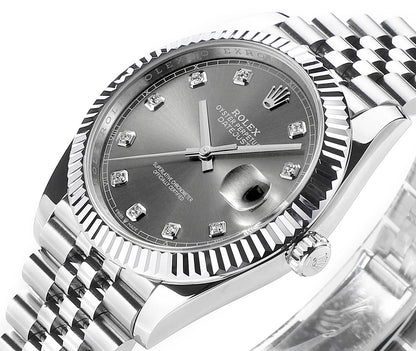 Rhodium Gray & Diamond 41MM Watch