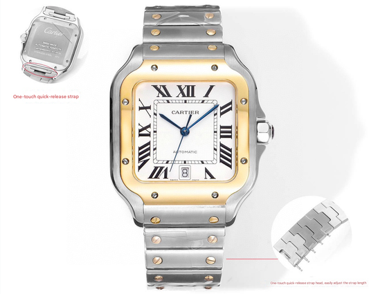 Santos Stainless Steel & Yellow Gold 39.8MMx47.5MM Watch (W2SA0009)