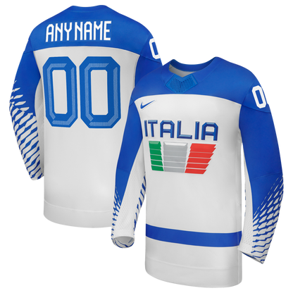 Italy Hockey Nike 2026 Away Replica Custom Jersey - White