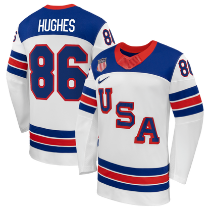 Jack Hughes Nike US Hockey 2026 Away Replica Jersey - White