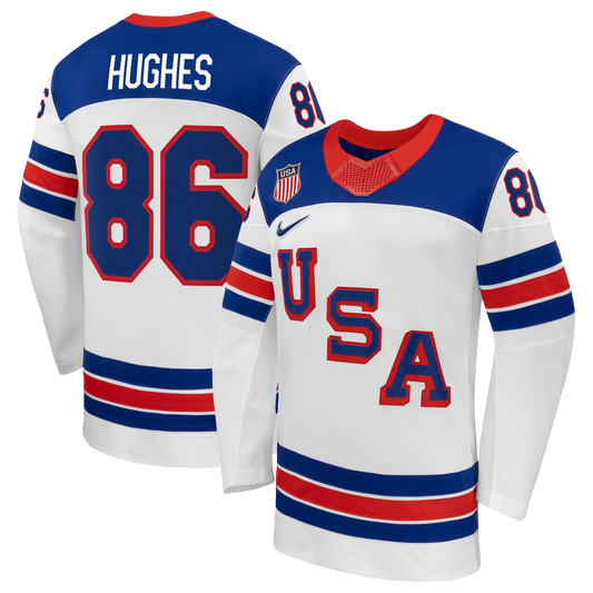 Jack Hughes Nike US Hockey 2026 Away Replica Jersey - White