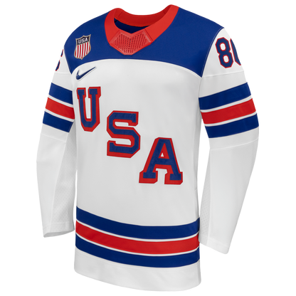 Jack Hughes Nike US Hockey 2026 Away Replica Jersey - White
