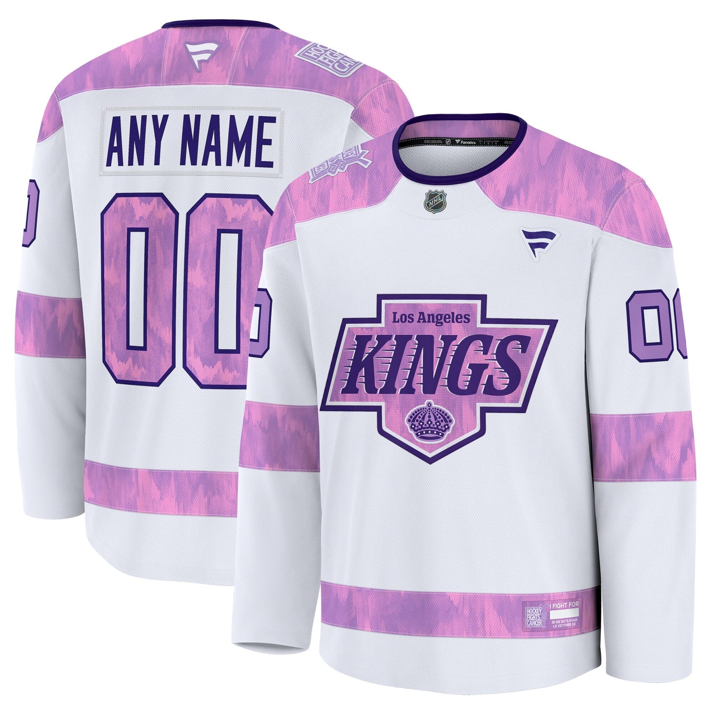 Los Angeles Kings Fanatics 2024 Hockey Fights Cancer Custom Practice Jersey - White