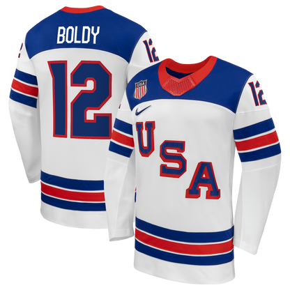 Matthew Boldy US Hockey Nike 2026 Away Replica Jersey - White